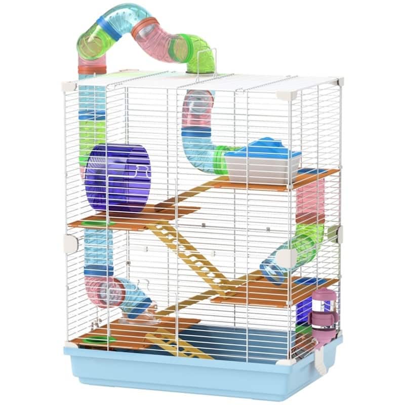 5-Tier Small Hamster Cage with Two Front Door and Multiple Pipes - 18" L x 11.75" W x 22.75" H