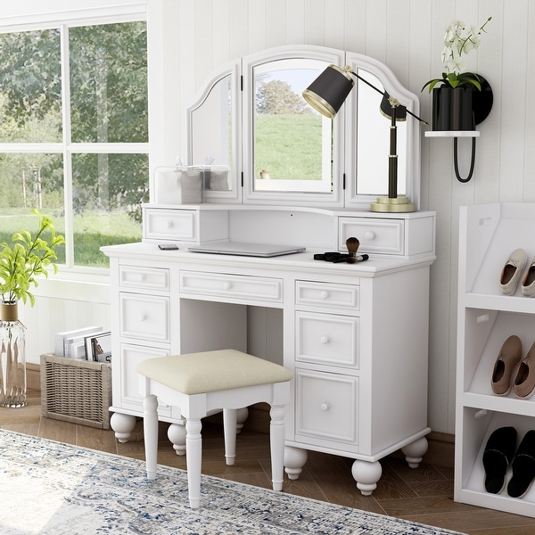 Athy white transitional online style vanity with stool