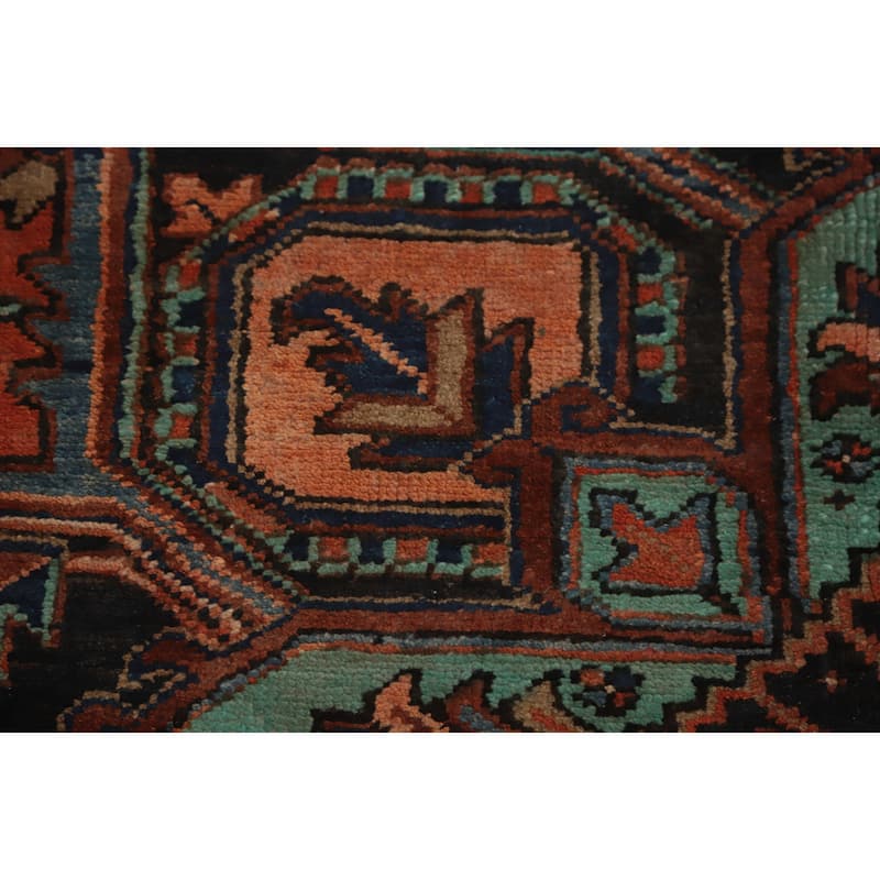Hand Knotted Oriental 100% Wool Carpet Traditional Medallion Oranges & Rust Heriz Area Rug - 10' 6'' X 7' 8''