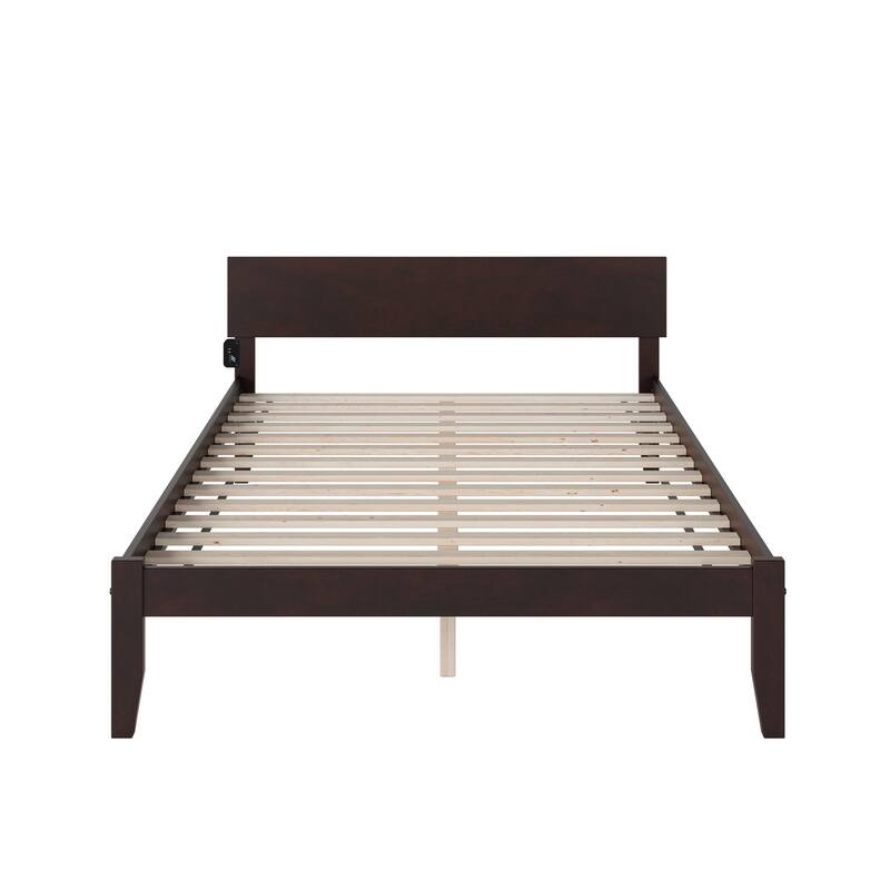 Orlando Queen Platform Bed with Attachable USB in Espresso