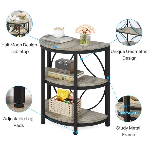 Half Round End Table, 3-Tier Narrow Side Table - On Sale Half Round End Table, 3-Tier Narrow Side Table - On Sale