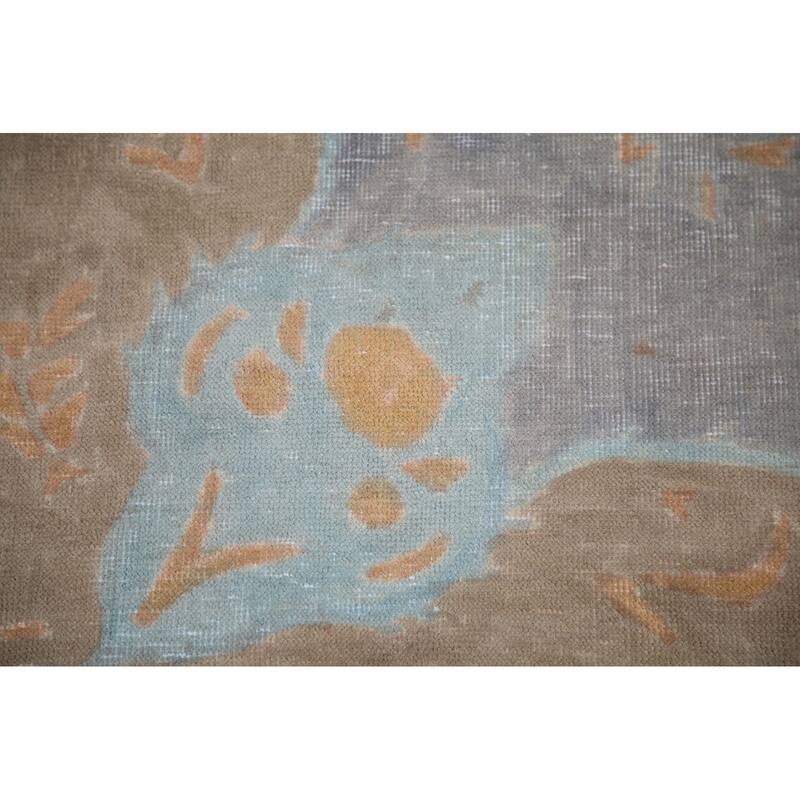 Hand Knotted Oriental 100% Wool Carpet Traditional Floral Greys & Charcoal Tabriz Area Rug - 9' 5'' X 6' 4''