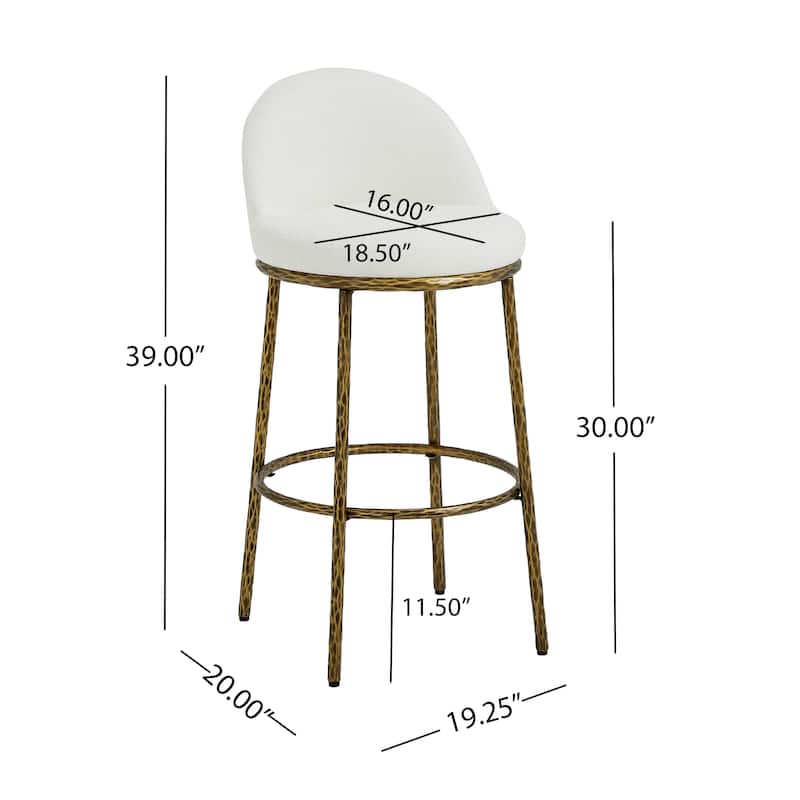 Christopher Knight Home - Altea Modern Upholstered Bar Stool with Forged Metal Legs, Set of 2