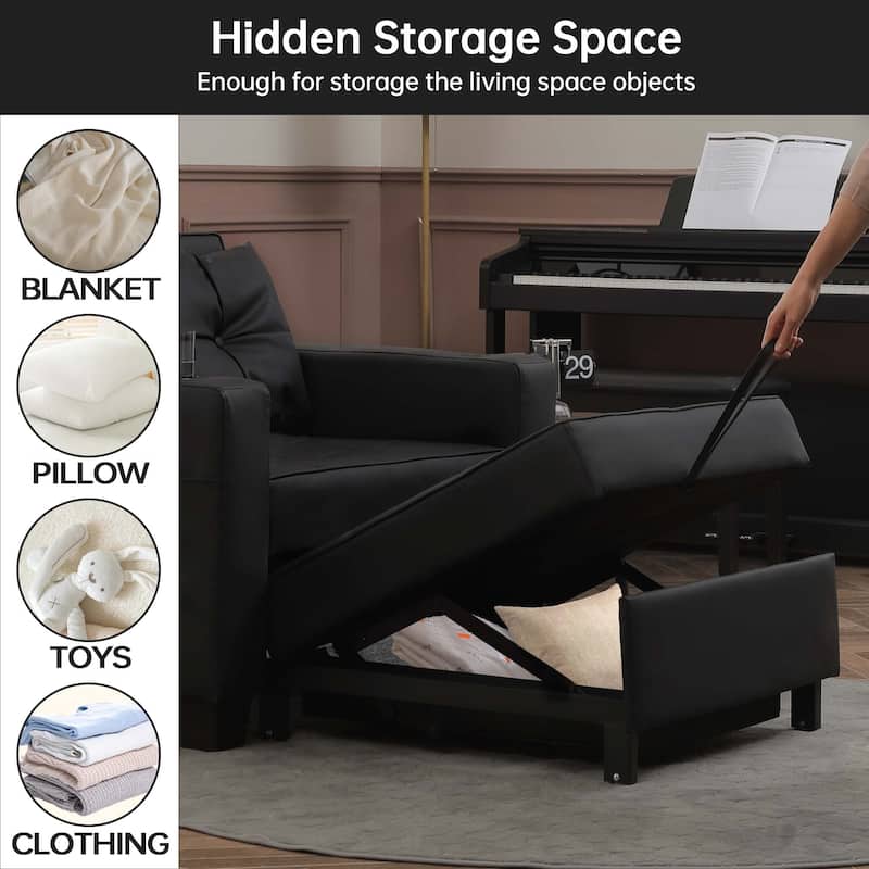 Futon Chair Bed Convertible Chair 3-in-1 Pull Out Sleeper Chair Beds for Living Room