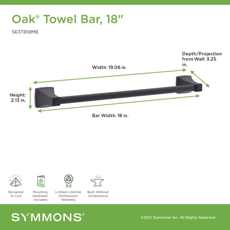 Symmons 563TB18 Oak 18" Towel Bar