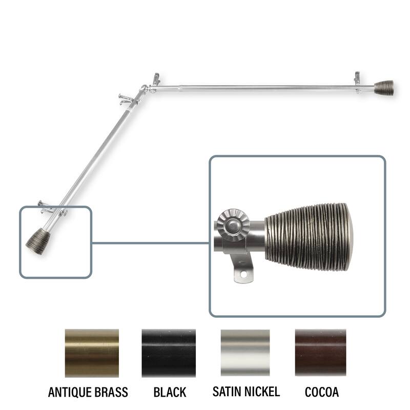 InStyleDesign Zephania Corner Window Curtain Rod 13/16 inch dia. - 120 to 170 inches - Satin Nickel