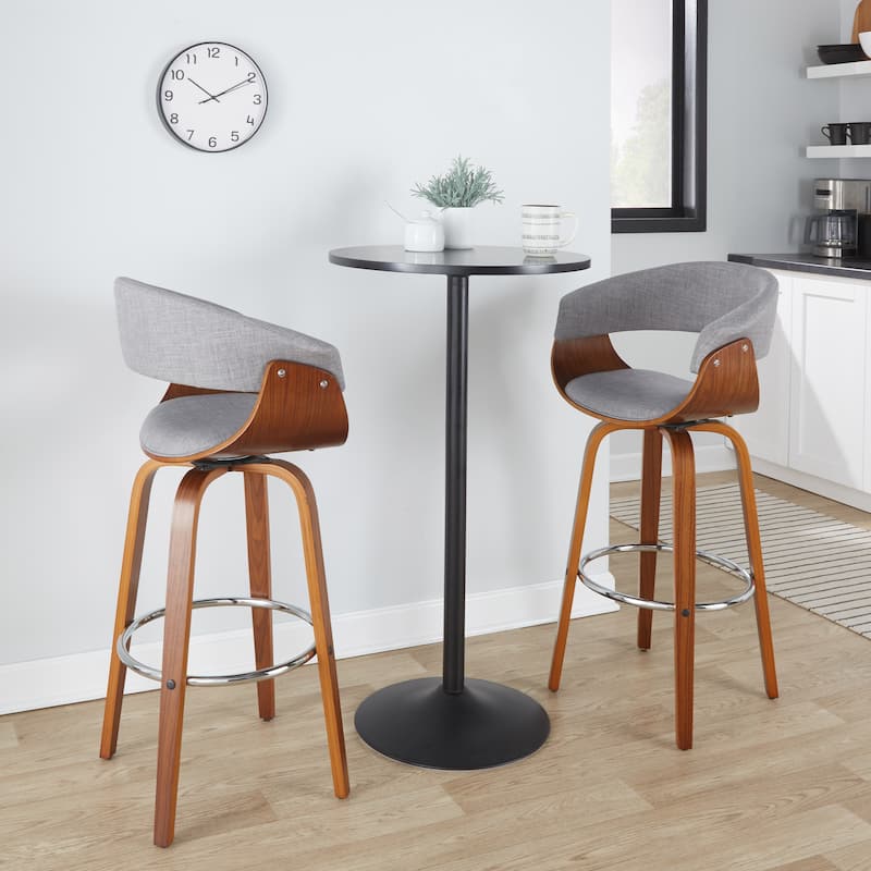 Carson Carrington Sauda 30" Fixed-Height Bar Stool with Bent Wood Legs (Set of 2)