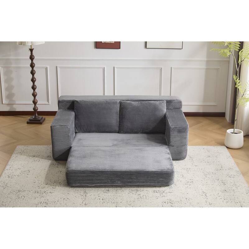 Loveseat Sofa, Comfortable Deep Seat Sofa Bed, Modern Small Corduroy Couch for Living Room Bedroom
