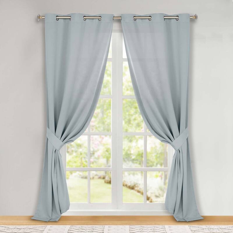 Superior Solid Machine Washable Room Darkening Blackout Curtains with Back Tabs, Set of 2