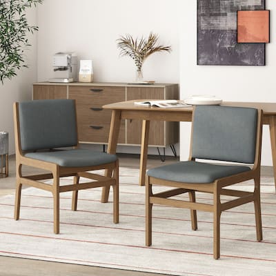 Set of 2 Fabric Dining Chairs, Upholstered Back Lounge Chair, Studio Reception Chair, Living Room Side Chair with Wood Legs