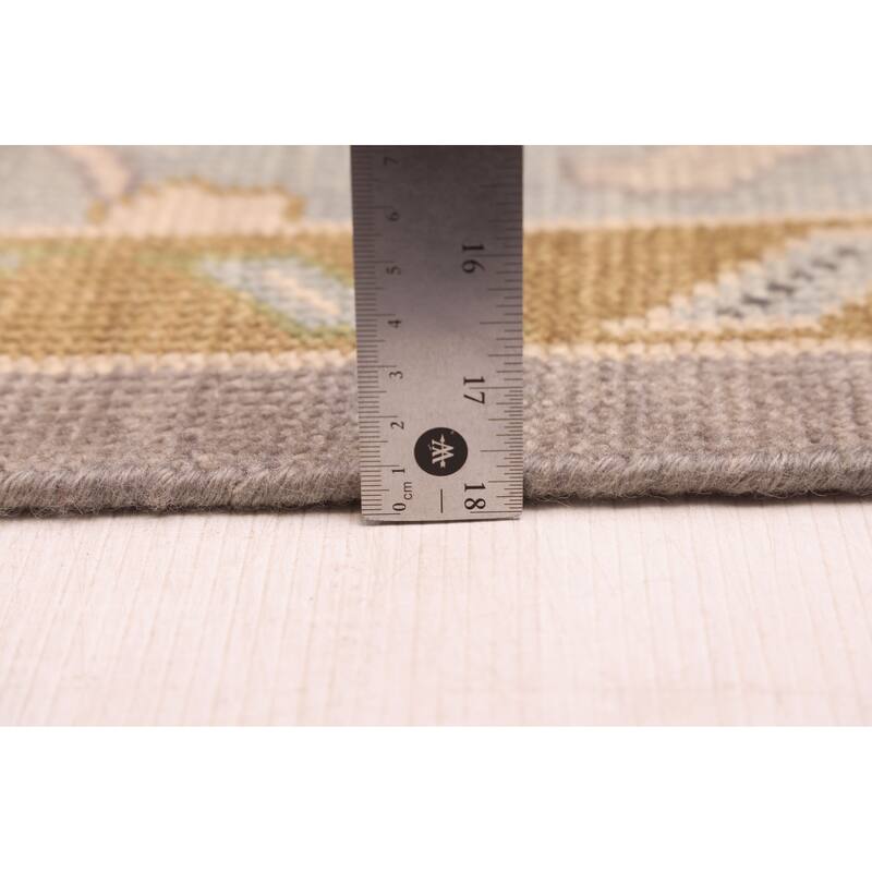 ECARPETGALLERY Hand-knotted Modern Oushak Dark Grey Wool Rug - 8'0 x 9'11