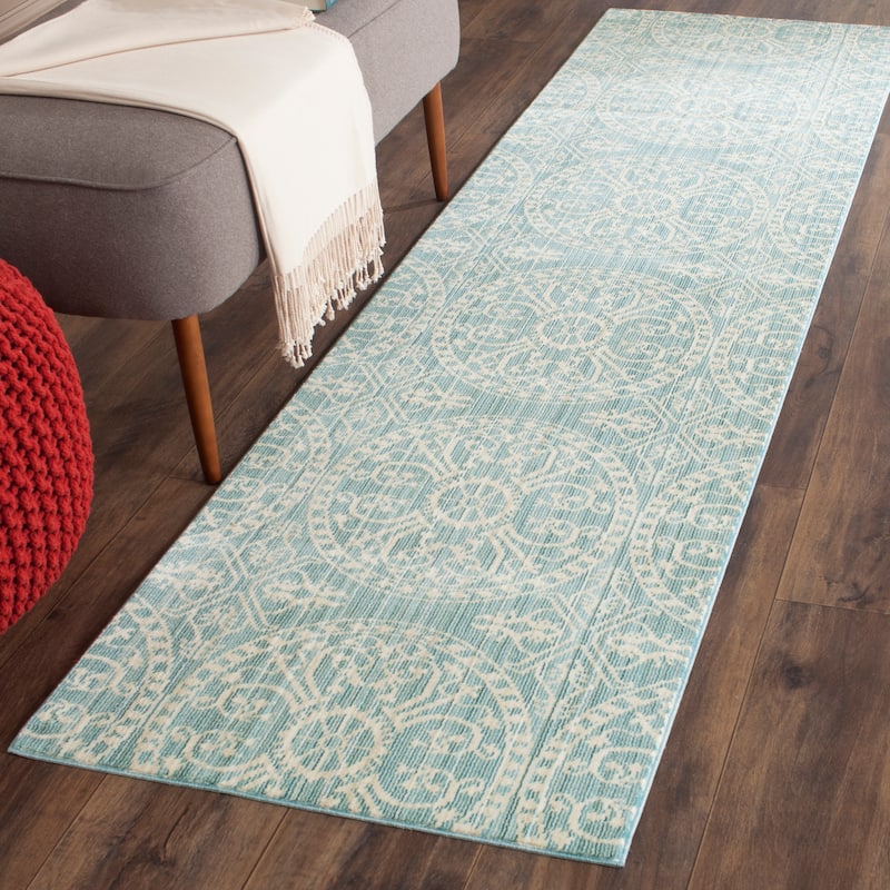SAFAVIEH Valencia Engel Distressed Boho Rug - 2'3" x 12' Runner - Alpine/Cream