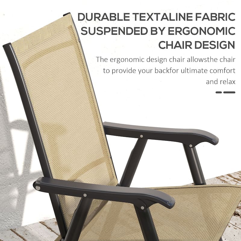 Outdoor Folding Lawn Chair Set of 4 - Portable Patio Chairs with Armrests & Mesh Fabric for Camping, Beach, Backyard