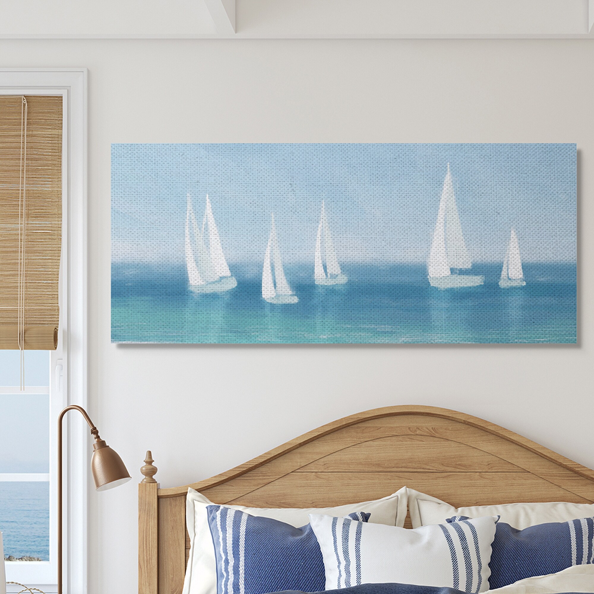 Stupell White Sail Boats across Soft Blue Coast Canvas Wall Art - Bed Bath  & Beyond - 33273616