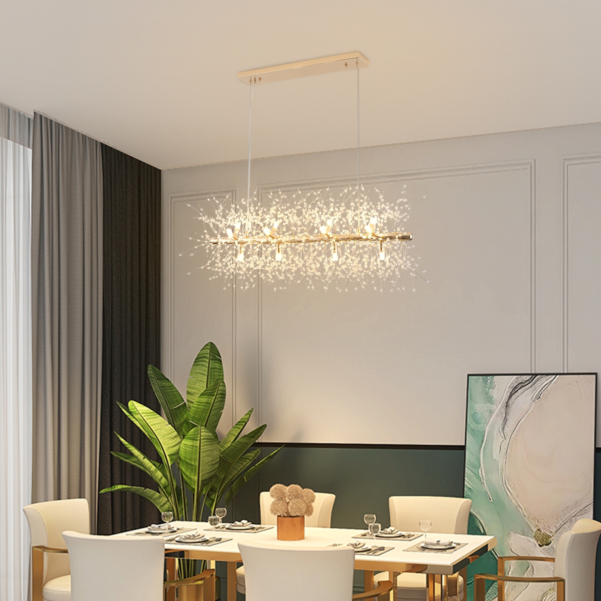 36.6 inch 12-Light Modern Firework Crystal Chandelier for
