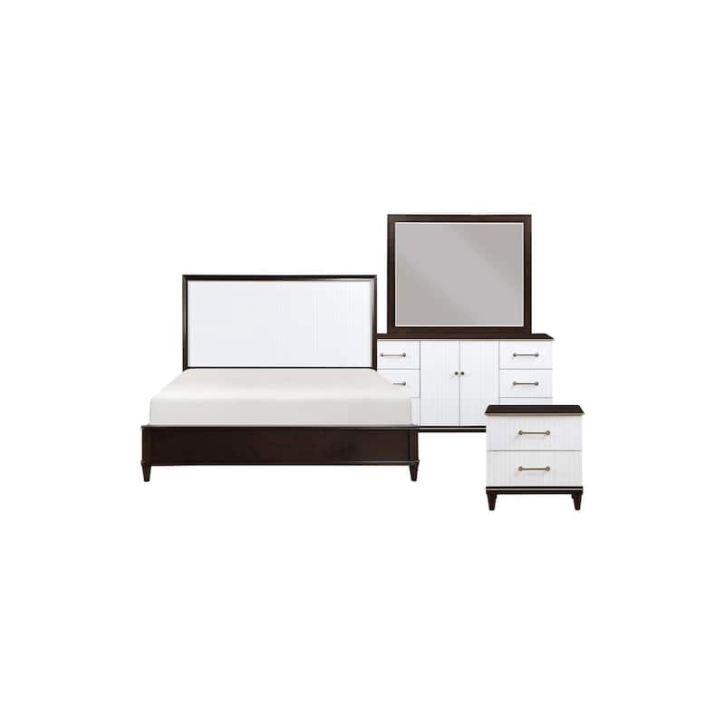 Eden 6 Piece White Espresso Panel Bedroom Set