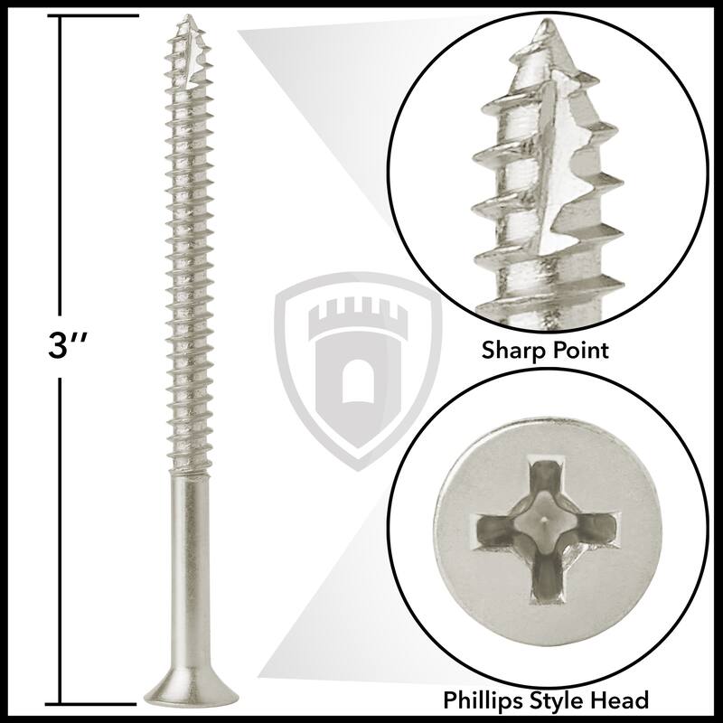 Wood Screws 9 x 3in for Door Hinges 25 pack