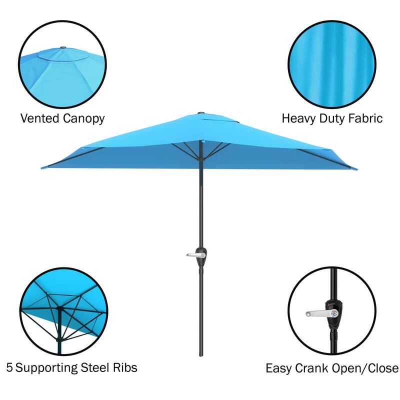 Pure Garden 9ft Half Umbrella with Base