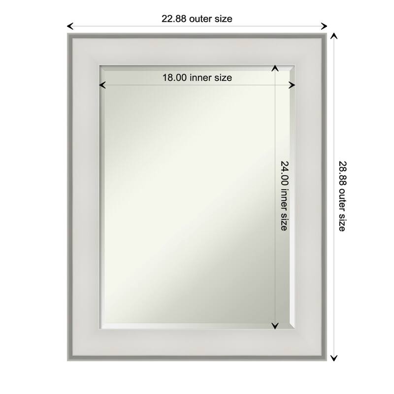 Beveled Wall Mirror - Imperial Pewter Black Frame - 23 x 29-inch - Imperial White