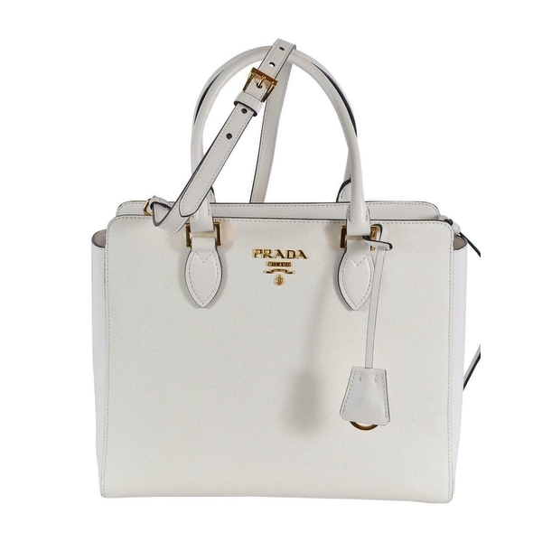 prada white handbag leather