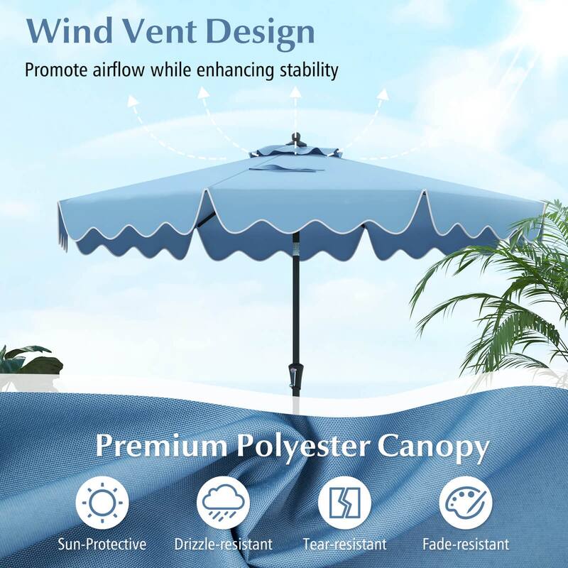 Costway 9 FT Patio Umbrella 2-Tier Market Table Umbrella with