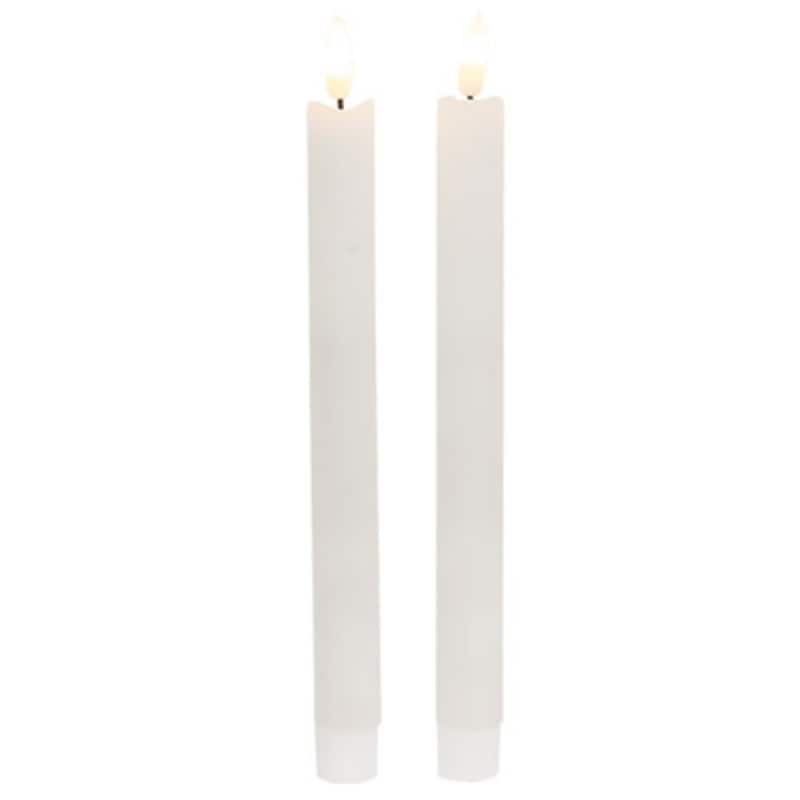 Wax Timer Taper Candles with Faux Flame for Home Decor Set of 2 - 1 x 1 x 10 in. - White