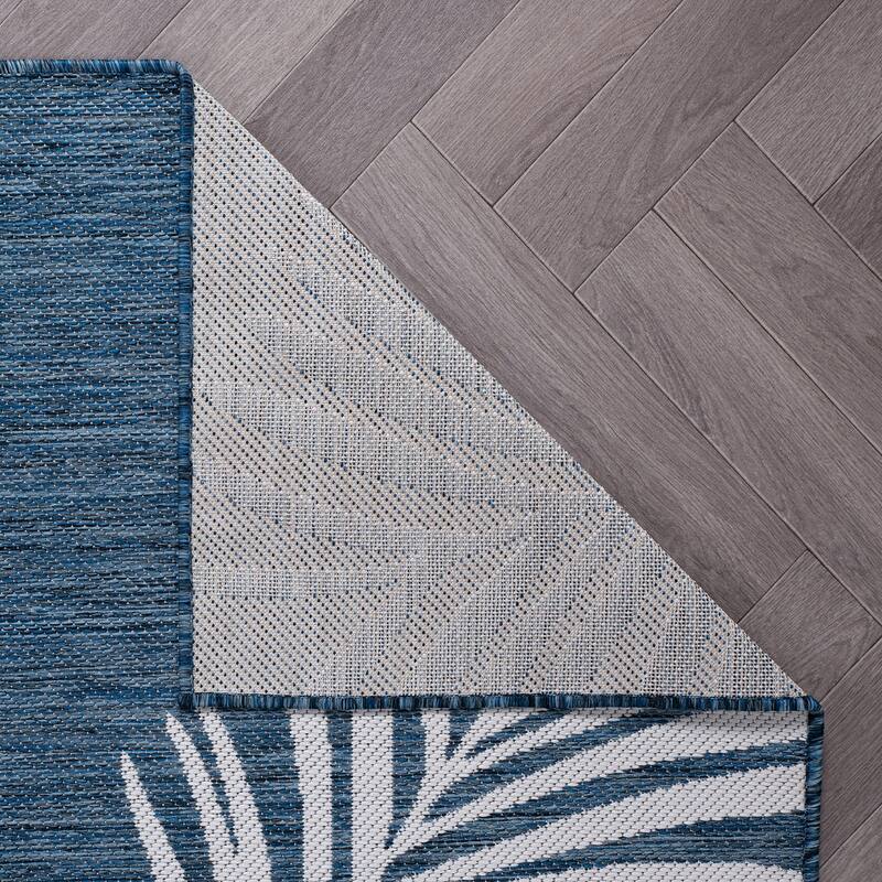 World Rug Gallery Contemporary Palm Leaves Textured Flat Weave Indoor/Outdoor Area Rug