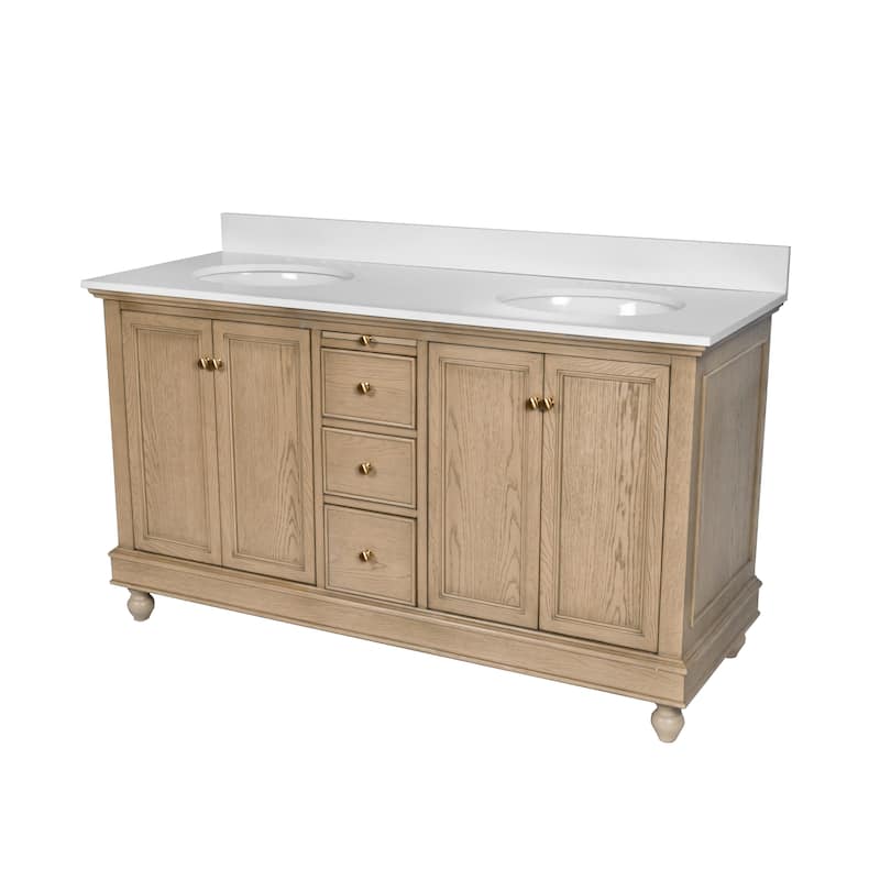 Bella 60-inch Double Vanity with Engineered White Top