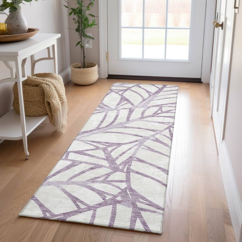 Machine Washable Indoor/ Outdoor Chantille Modern Palms Rug