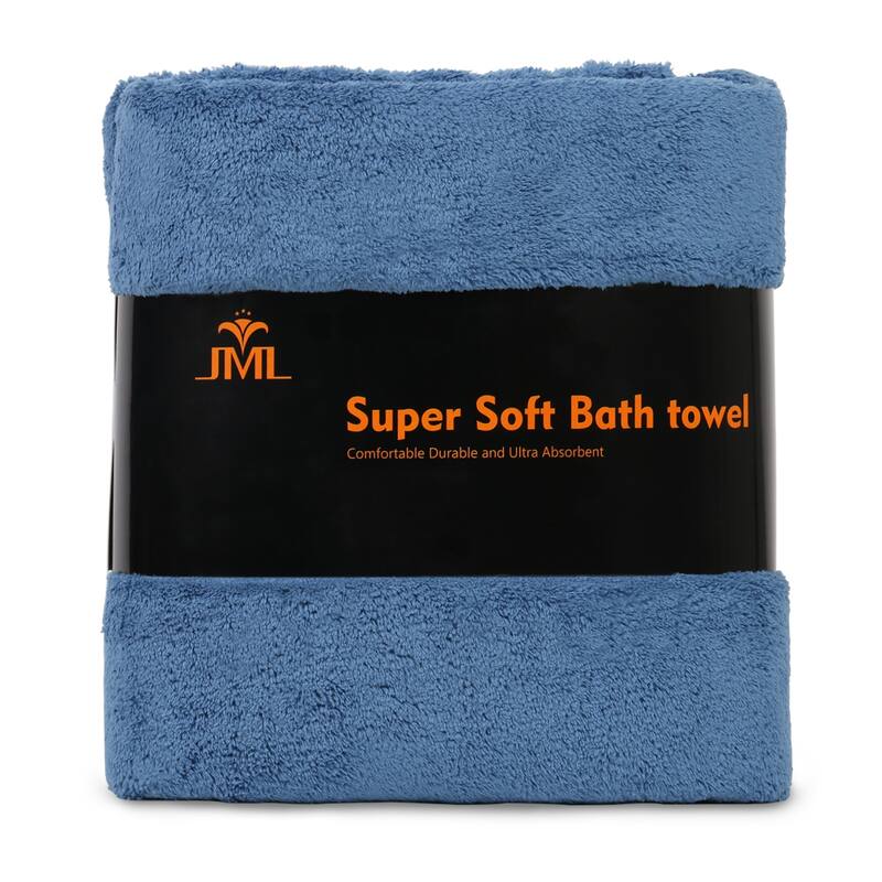 350GSM Softest Plush Fleece Towel Set Highly Absorbent Towels with Loop - Navy