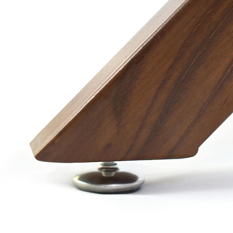 Round 39" Glass Dining Table Walnut Table Leg - 39"x30"x27"