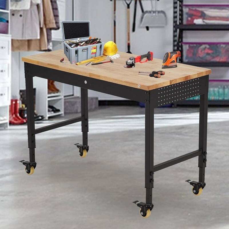 72*25*1.5 Inch Workbench for Garage with 4 Rolling Casters - N/A