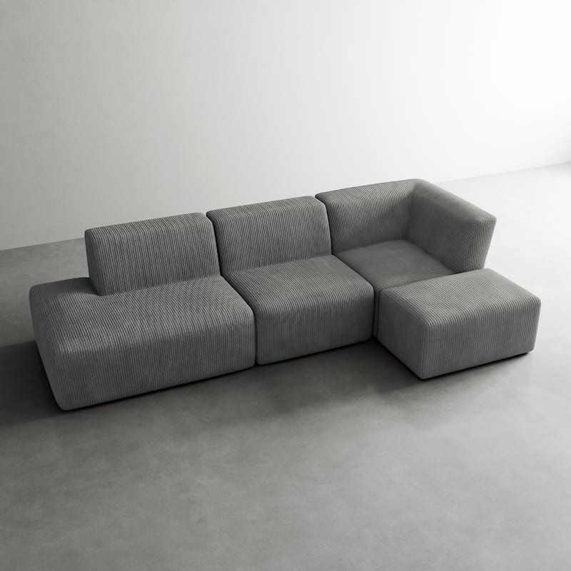 Oversized Corduroy Modular Sectional Fabric Sofa Set
