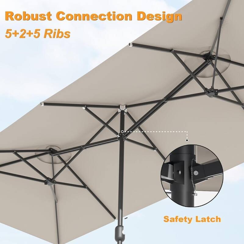 Kullavik 15ft Heavy-Duty Outdoor Center Pole Patio Umbrella