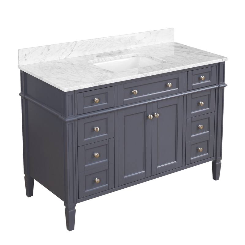 KitchenBathCollection Hailey 48" Bathroom Vanity with Carrara Marble Top