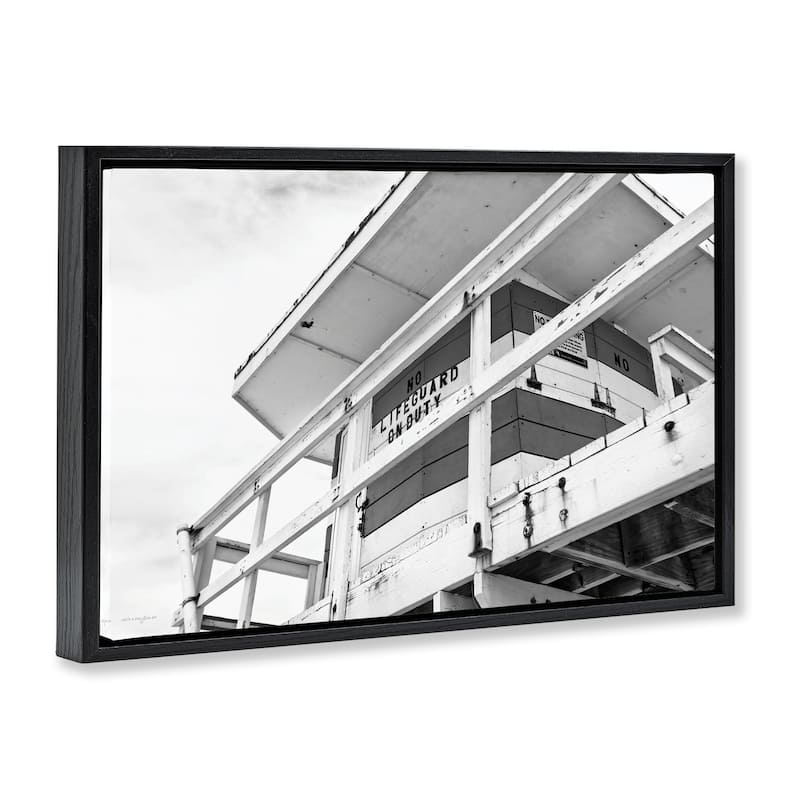 Stupell Lifeguard Building on Beach Framed Floater Canvas Wall Art Design By Seven Trees Design