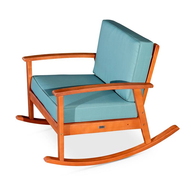 DTY Outdoor Living Longs Peak Eucalyptus Rocking Chair with Cushions - Natural Oil/ Sage