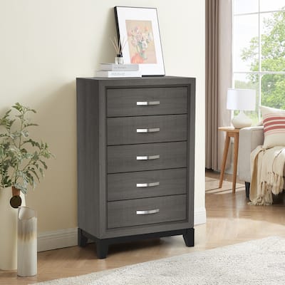 51" Tall Modern Gray Wood 5-drawer Storage Chest