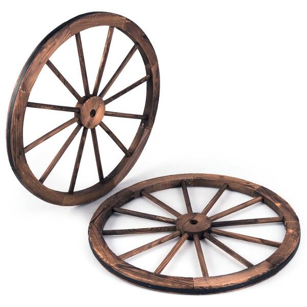 Shop Costway Set Of 2 30 In Decorative Vintage Wood Garden Wagon