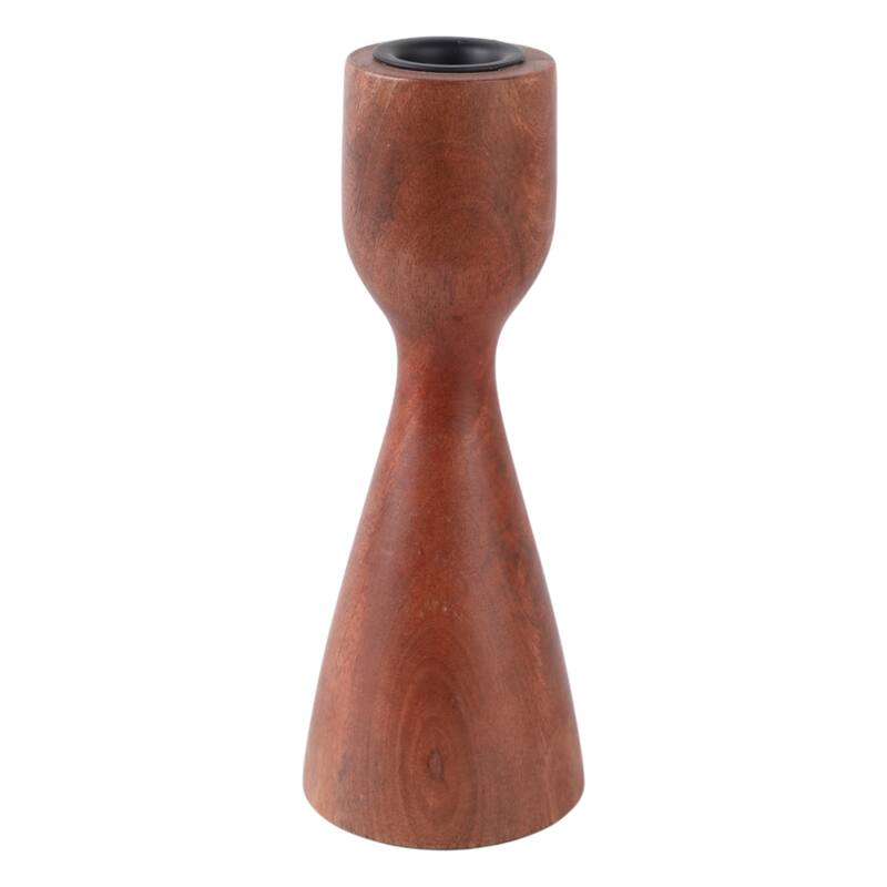 Mango Wood Taper Candle Holder Minimalist Silhouette Modern Design