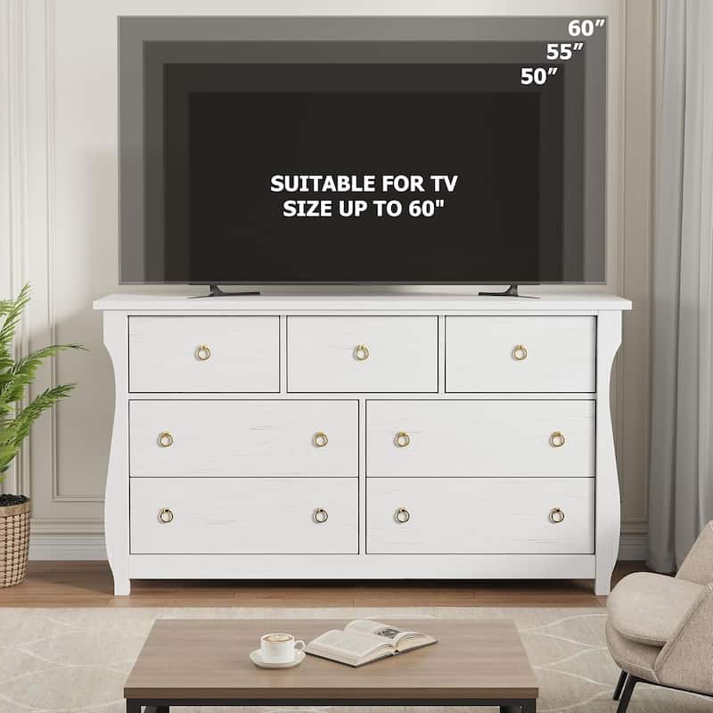 Natural 7-Drawer Dresser for Living Room, Bedroom, Entryway