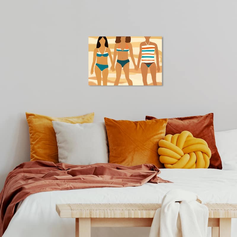 Wynwood Studio Canvas Fashion and Glam Going to the Pool Brown and Light Brown Nautical & Coastal Wall Art Canvas Print - 16 x 24