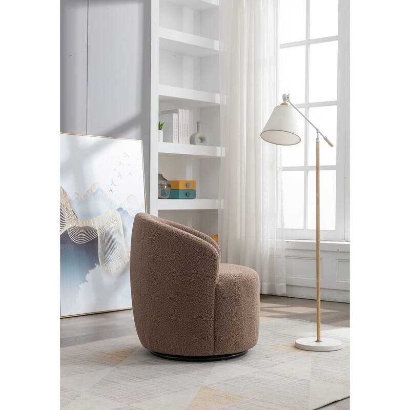 25.60" Swivel Barrel Chair, Modern Small Single Sofa Chair Comfy Round Upholstered Armchair for Living Room Bedroom