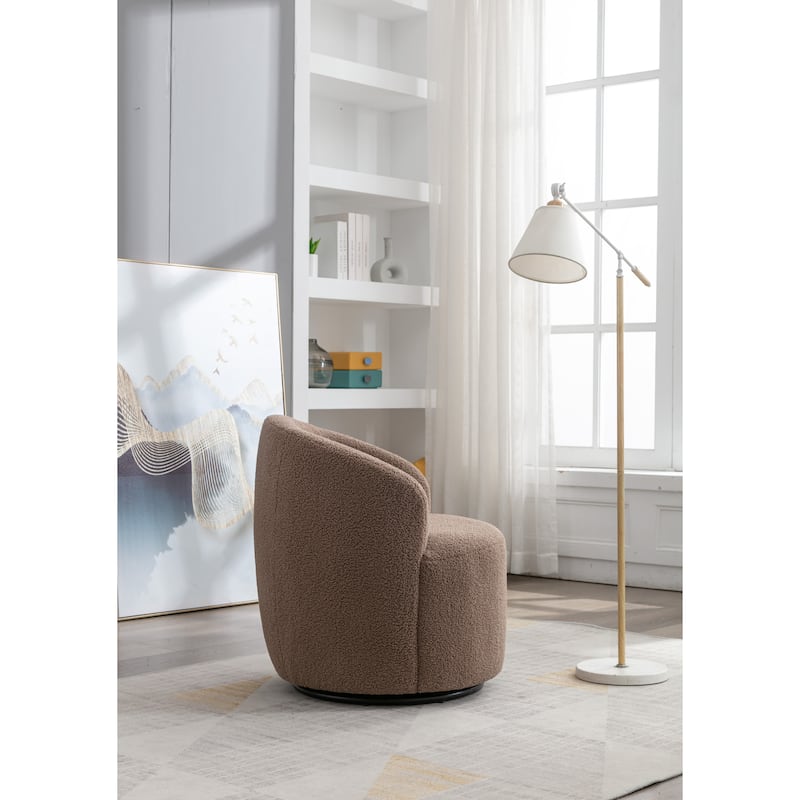 Coffee 25.6" Swivel Barrel Chair with Black Coating