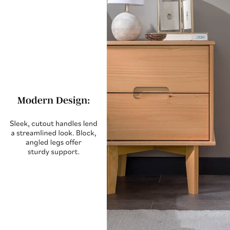 Middlebrook Mid-Century Solid Wood 2-Drawer Nightstand, Set of 2