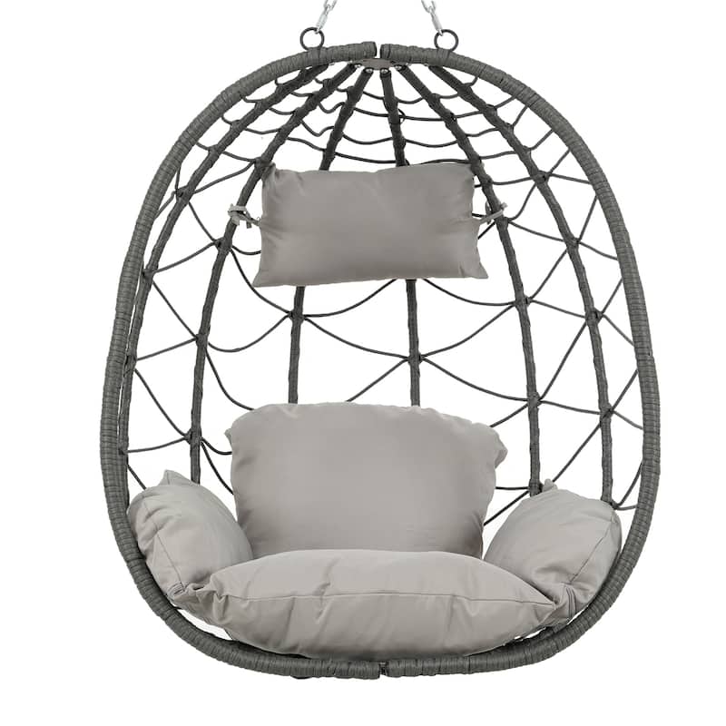 GDFStudio - Olivia Single Hanging Egg Chair with Stand for Indoor and Outdoor Comfort Retreats