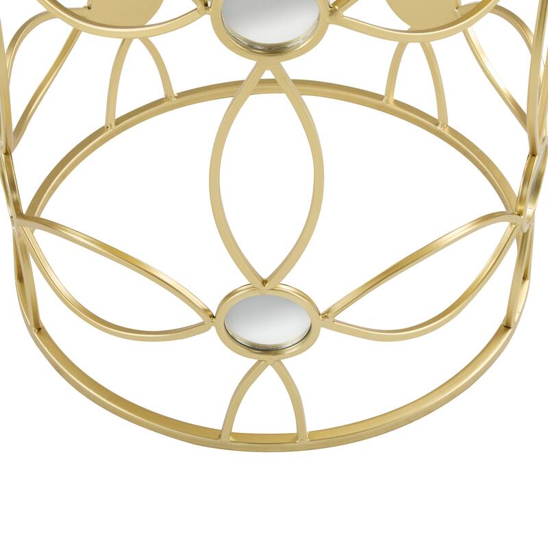 Modern Glass Top Side Table with Decorative Frame