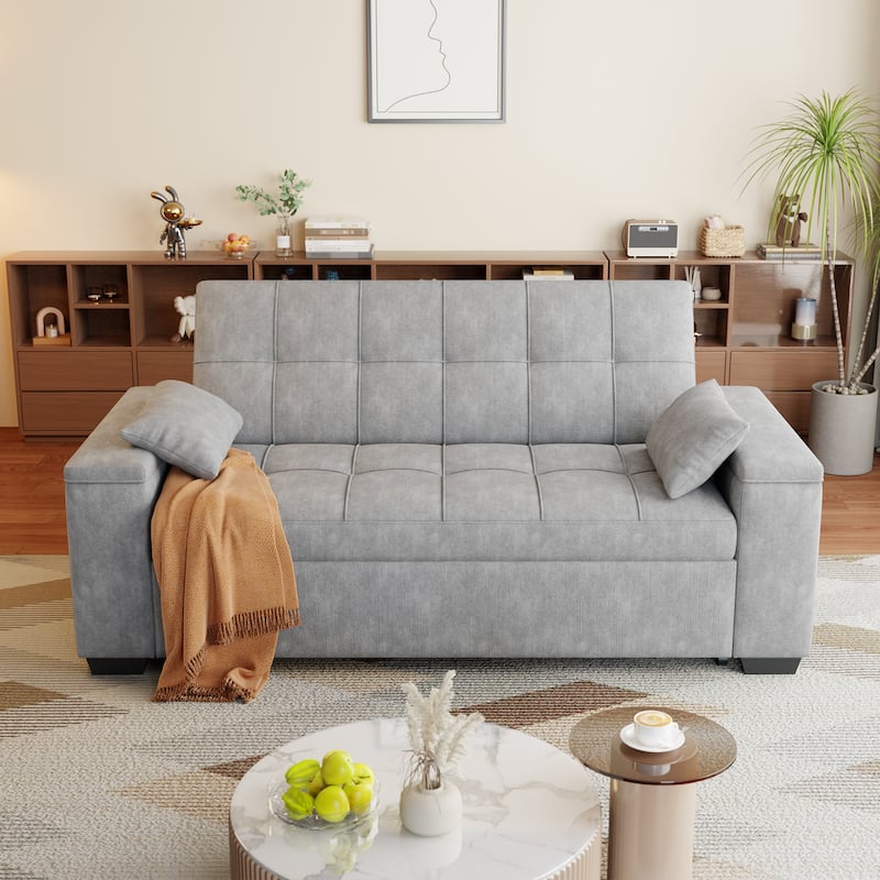 3 in 1 Convertible Sofa Bed Futon Couches with Reclining Backrest, Loveseat Sleeper Sofabed with Pull Out Couch