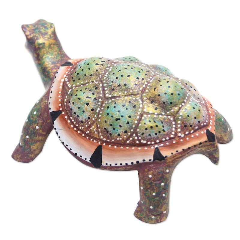 Novica Handmade Rainbow Turtle Wood Statuette