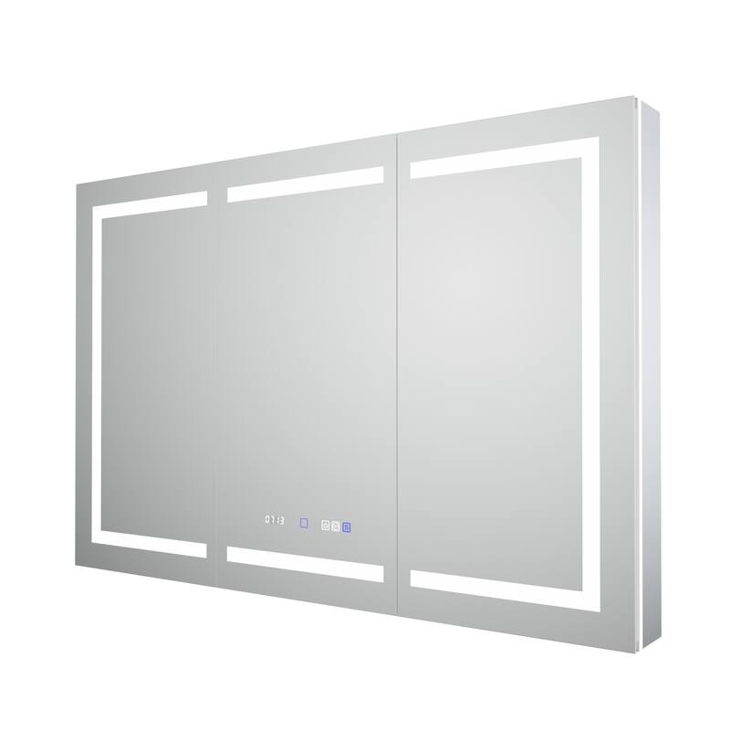 36'' H Recessed or Surface Mounted Bathroom LED Mirror Cabinet With Defogger, Dimmer, 10x magnifying